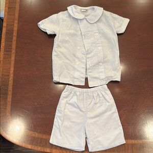 Bailey Boys Pale Blue Linen Short Set